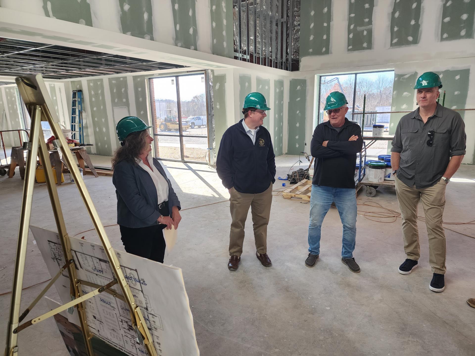 Commissioner Kern Tours CDH Library Branch Construction Project With Blairstown Officials